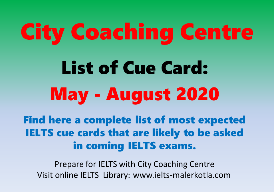 List of Cue Cards May - August 2020