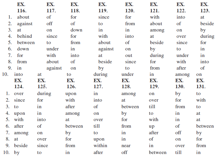 Answer key prepositions 1